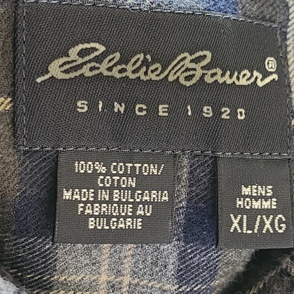 Eddie Bauer Gray Plaid 100% Cotton Flannel Shirt - Picture 3 of 3